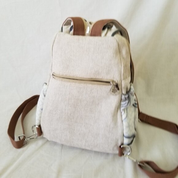 NEW! Cute Embroidered Canvas & Velour Backpack w/ 3D Floral Design & Conv. Strap main image 5